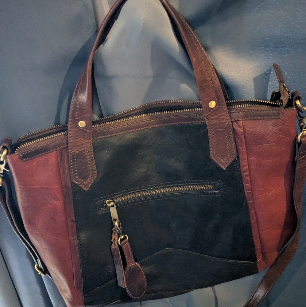 Born Two-Tone Leather Tote Bag